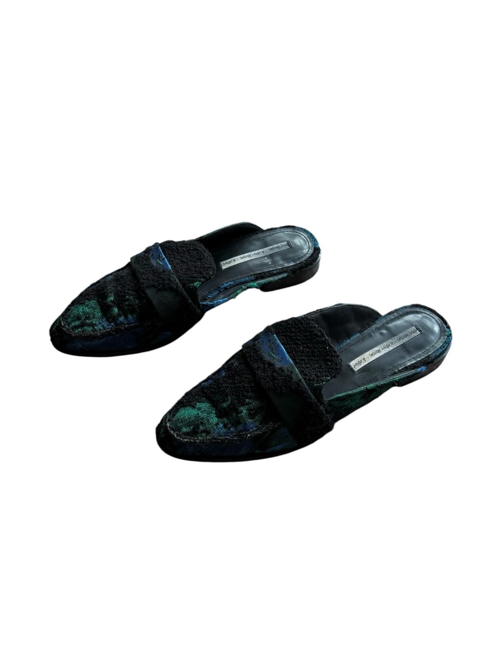 & other stories jacquard mule slip-on shoes multi color blue green black smoker